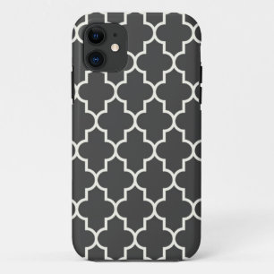 Coques Pour iPhone Gris Quatrefoil de graphite