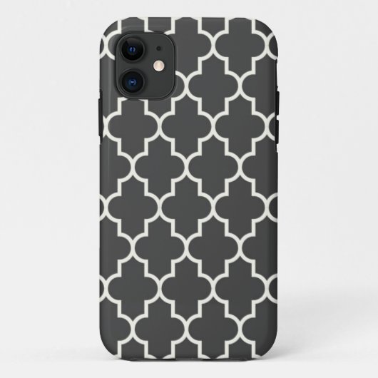 Coques Case-Mate iPhone Gris Quatrefoil de graphite (Dos)
