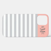 Coques Case-Mate iPhone Gris rose clair moderne rayures sur mesure Monogra (Verso (horizontal))