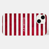 Coques Case-Mate iPhone Gris rouges et blancs sur la texture du tissu par  (Verso (horizontal))