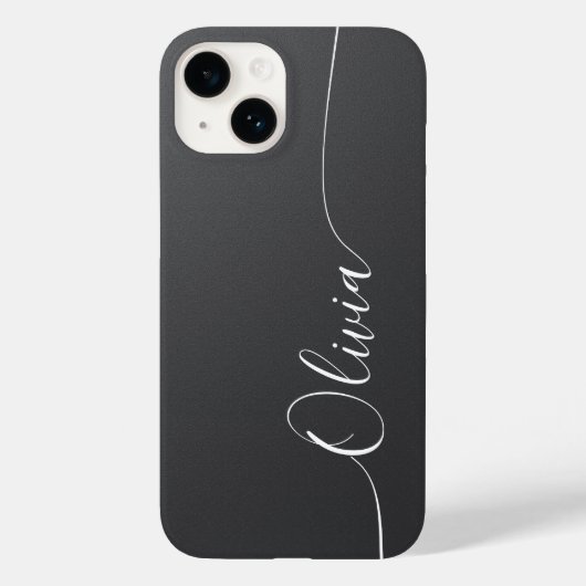 Coques Case-Mate iPhone Gris Shimmer Élégante Calligraphie Nom du script (Verso)