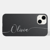Coques Case-Mate iPhone Gris Shimmer Élégante Calligraphie Nom du script (Verso (horizontal))