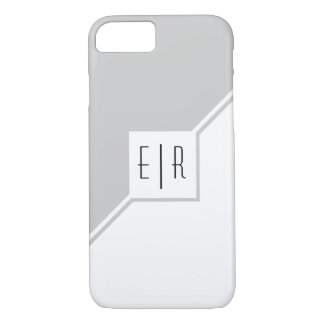 Case-Mate iPhone Case Gris, triangles blancs, monogramme moderne géométr