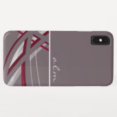 Coques Case-Mate iPhone Gris & Vin Design de ruban Artistique avec Monogra (Dos (Horizontal))