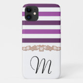 Coques Case-Mate iPhone Gris Violets, Motif rayé, Lignes, Monogramme (Dos)
