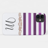 Coques Case-Mate iPhone Gris Violets, Motif rayé, Lignes, Monogramme (Dos (Horizontal))