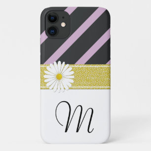 Coque Case-Mate Pour iPhone Gris Violets, Motif rayé, Lignes, Monogramme