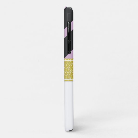 Coques Case-Mate iPhone Gris Violets, Motif rayé, Lignes, Monogramme (Dos/Gauche)