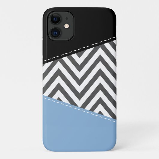 Coques Case-Mate iPhone Gris Zigzag, Gris Chevron, Motif Zigzag, Bleu (Dos)