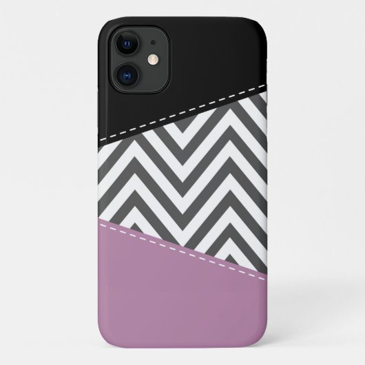 Coques Case-Mate iPhone Gris Zigzag, Gris Chevron, Motif Zigzag, Violet (Dos)