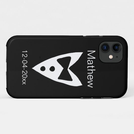 Coques Case-Mate iPhone groomsman ajouter nom année noir arc chemise crava (Dos (Horizontal))