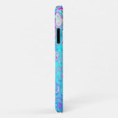 Coques Case-Mate iPhone Groovy Abstrait Rétro Tourbillon Bleu Œuf de Robin (Dos/Droite)