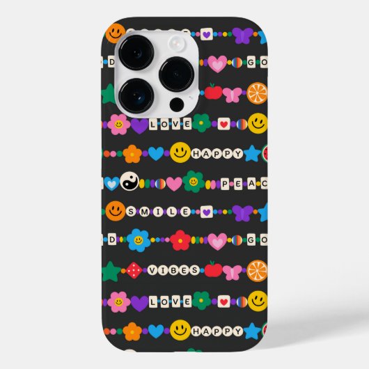 Coques Case-Mate iPhone Groovy Good Vibes Love Smile Retro Beads (Verso)