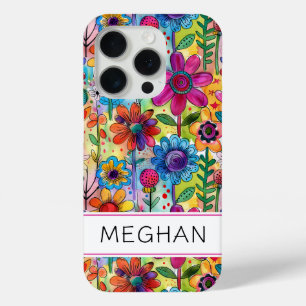 Coque iPhone 15 Pro Groovy Rétro Fleur Power Personnalisé