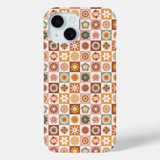 Coques Case-Mate iPhone Groovy Retro Floral Checked (Verso)