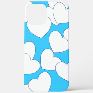Case-Mate iPhone Case Gros Coeurs Blancs Sur Bleu Lumière
