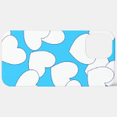 Coques Case-Mate iPhone Gros Coeurs Blancs Sur Bleu Lumière (Verso / Droite)