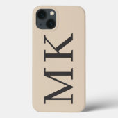 Coques Case-Mate iPhone Gros Initiales Amande et Noir élégant (Verso)