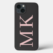 Coques Case-Mate iPhone Gros Initiales Noir & Blush élégant (Verso)