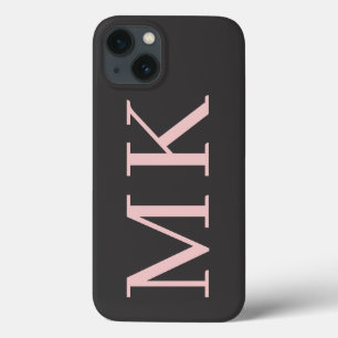 Case-Mate iPhone Case Gros Initiales Noir & Blush élégant