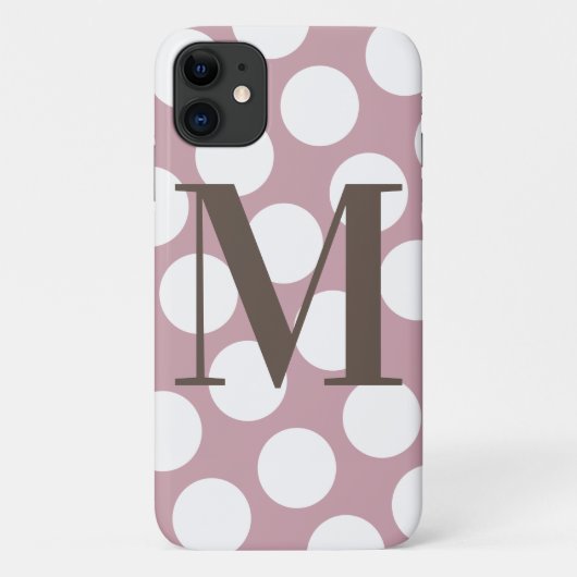 Coques Case-Mate iPhone Gros Monogramme rose et blanc à pois rose et blanc (Dos)