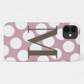 Coques Case-Mate iPhone Gros Monogramme rose et blanc à pois rose et blanc (Dos (Horizontal))