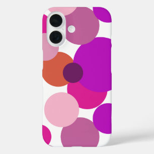 Coques iPhone 16 Gros pois de style années 70 en violet