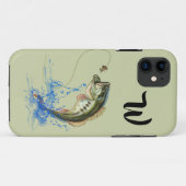 Coques Case-Mate iPhone Grosse Bouche Poisson Poisson Sauter Monogramme (Dos (Horizontal))