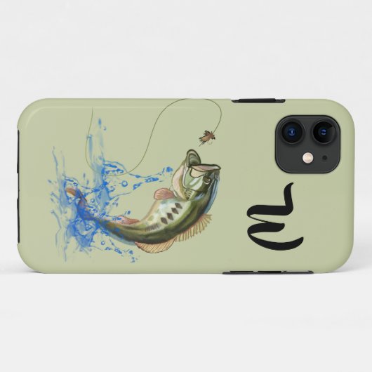 Coques Case-Mate iPhone Grosse Bouche Poisson Poisson Sauter Monogramme (Dos (Horizontal))