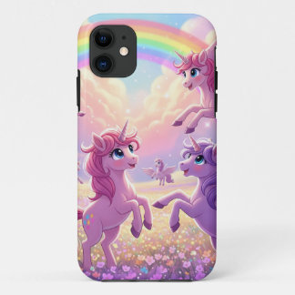 Case-Mate iPhone Case Group Of Cute Pink and Purple Unicorns and Rainbow