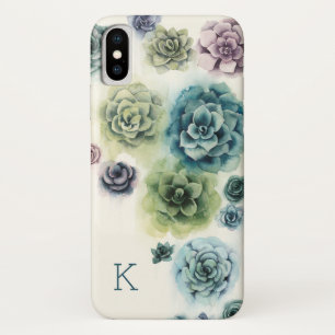 Coque iPhone X Groupe du monogramme   de Succulents