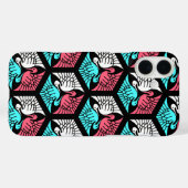 Coques Case-Mate iPhone Grues japonaises, corail, turquoise et noir (Verso (horizontal))