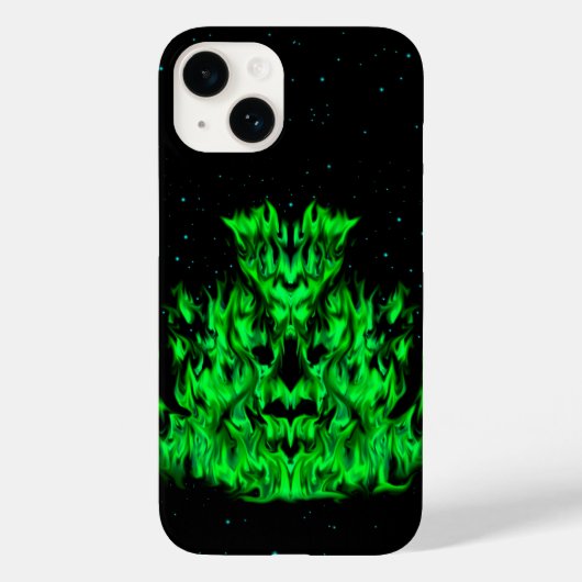 Coques Case-Mate iPhone Grüne Flammenmonster am Sternenhimmel (Verso)