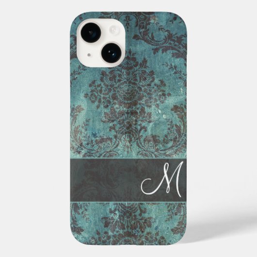 Coques Case-Mate iPhone grunge damask Patte avec Monogramme (Verso)