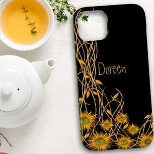 Coques Pour iPhone Grunge Jaune Doré Fleur & Vine