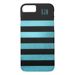 Etui iPhone Case-Mate Grunge monogramme turquoise Stripes Arrière - plan