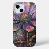 Coques Case-Mate iPhone Grunge Purple Daisy Art Abstrait Monogramme (Verso)