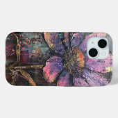Coques Case-Mate iPhone Grunge Purple Daisy Art Abstrait Monogramme (Verso (horizontal))