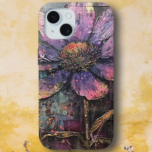 Coques Case-Mate iPhone Grunge Purple Daisy Art Abstrait Monogramme