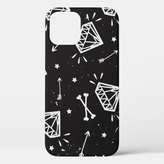 Coques Case-Mate iPhone Grunge rock : diamants, os motif. (Verso)