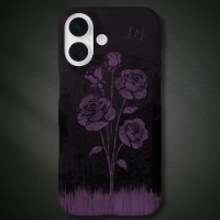 Grunge Rose Black Purple Monogramme Nom personnali