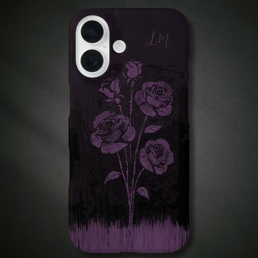Coques Case-Mate iPhone Grunge Rose Black Purple Monogramme Nom personnali