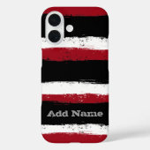 Coques Case-Mate iPhone Grunge Stripes et Nom - noir rouge blanc (Verso)