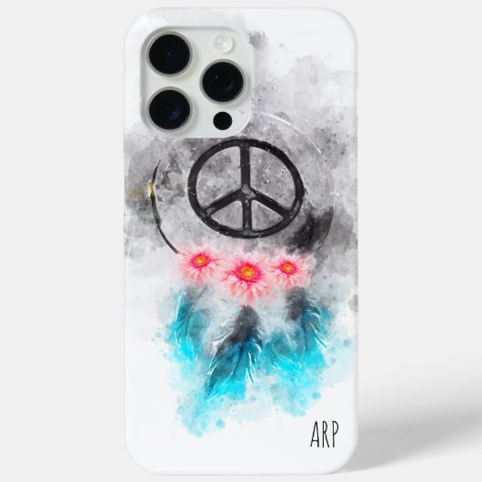 Coques Case-Mate iPhone *~* Grunge Watercolor Peace Sign Feathers Flowers (Verso)