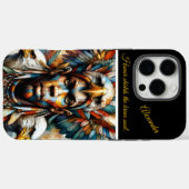 Coques Case-Mate iPhone Guerrier africain orné d'aigles, art IA (Verso (horizontal))