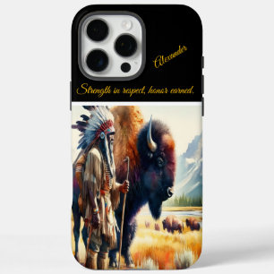 Coques iPhone 16 Pro Max Guerrier avec bison.