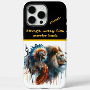 Coques iPhone 16 Pro Max Guerrier et lion se tiennent fièrement à l'aube