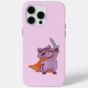 Coque iPhone 15 Pro Max Guerrier Raton Laveur Fantastique Mignon avec Épée