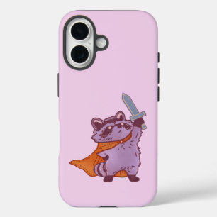 Coques iPhone 16 Guerrier Raton Laveur Fantastique Mignon avec Épée