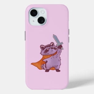 Coque Pour iPhone 15 Guerrier Raton Laveur Fantastique Mignon avec Épée